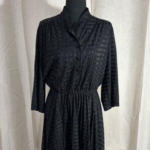 Vintage 70s/80s Ajax New York Black Semi Sheer Women’s Midi Dress